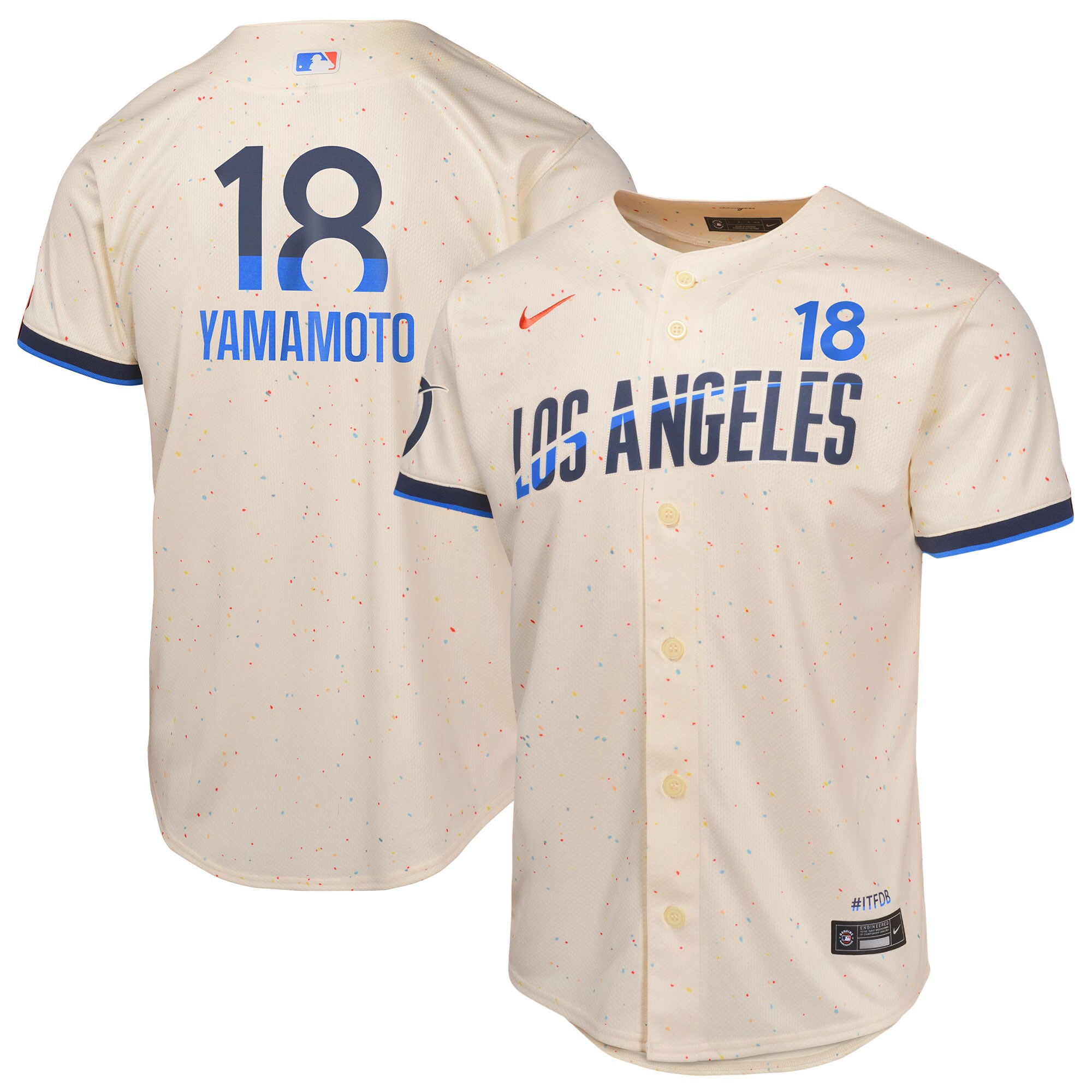 Youth Los Angeles Dodgers Yoshinobu Yamamoto Cream 2024 City Connect Limited Player Baseball Jersey 