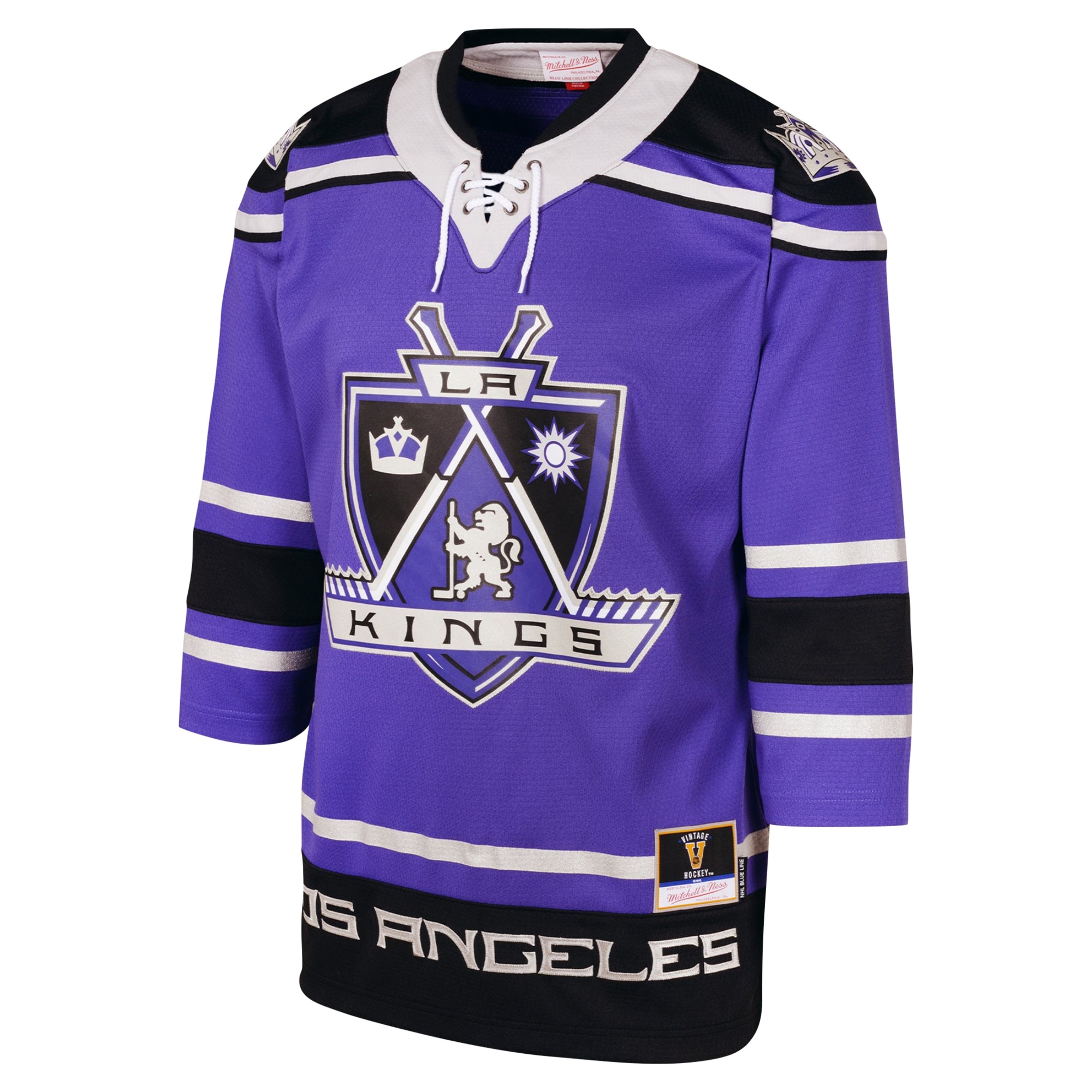 Alternative view of Youth Los Angeles Kings Mitchell & Ness Purple 2002 Blue Line Hockey Jersey - JS843 