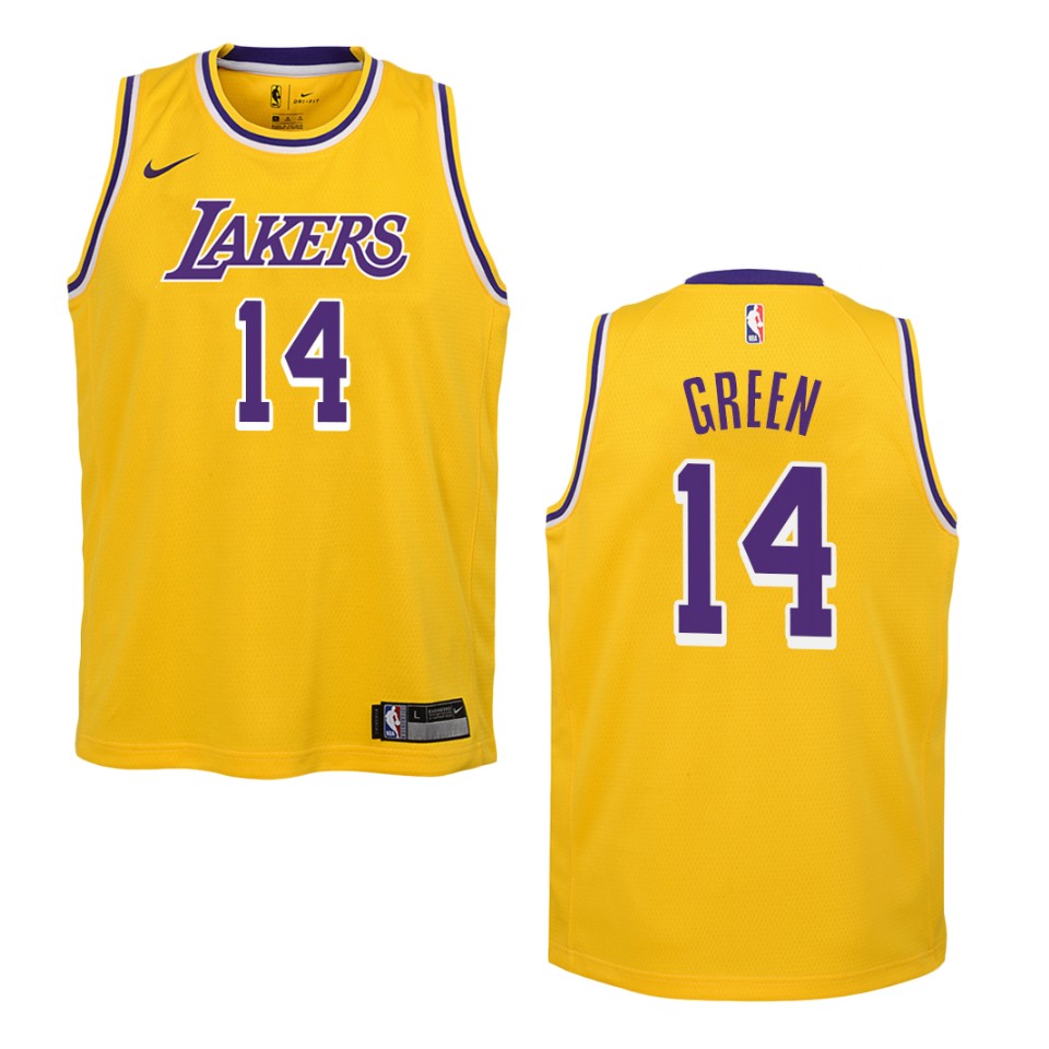 Youth Los Angeles Lakers #14 Danny Green Icon Swingman Basketball Jersey - Yellow