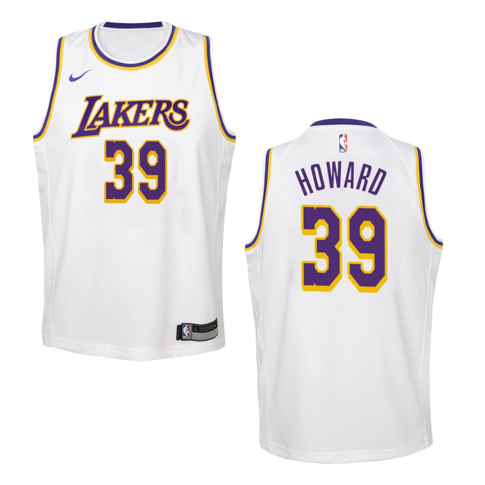 Youth Los Angeles Lakers #39 Dwight Howard Association Swingman Basketball Jersey - White