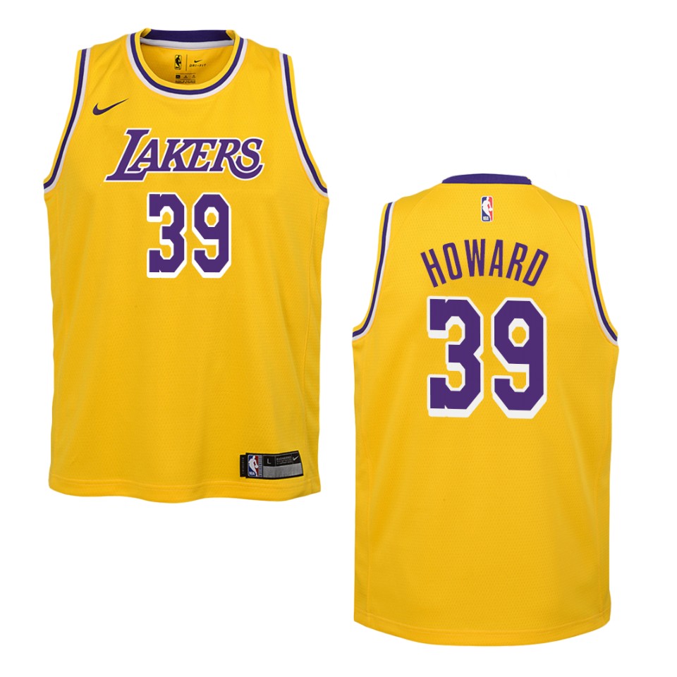 Youth Los Angeles Lakers #39 Dwight Howard Icon Swingman Basketball Jersey - Yellow