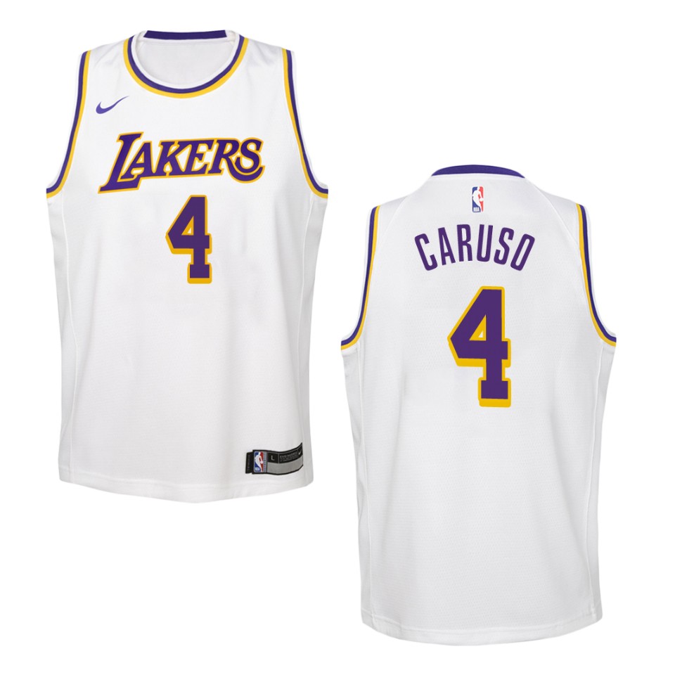 Youth Los Angeles Lakers #4 Alex Caruso Association Swingman Basketball Jersey - White