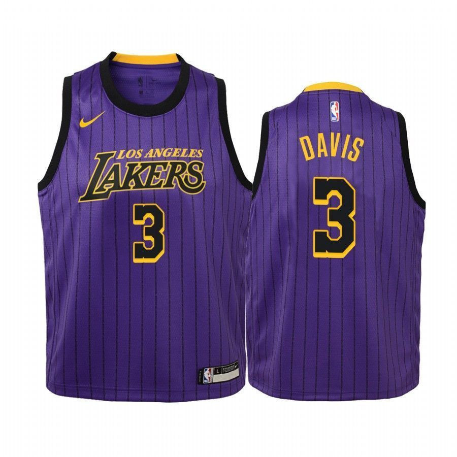 Youth Los Angeles Lakers Anthony Davis 3 City Basketball Jersey - JS717 