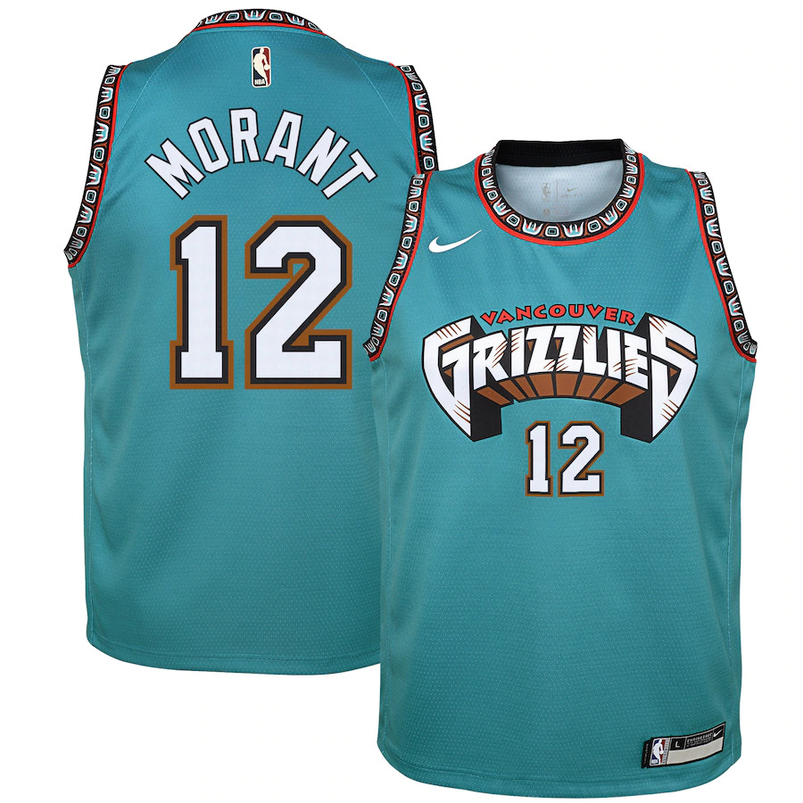 Alternative view of Youth Memphis Grizzlies #12 Ja Morant Hardwood Classics Swingman Basketball Jersey - Teal