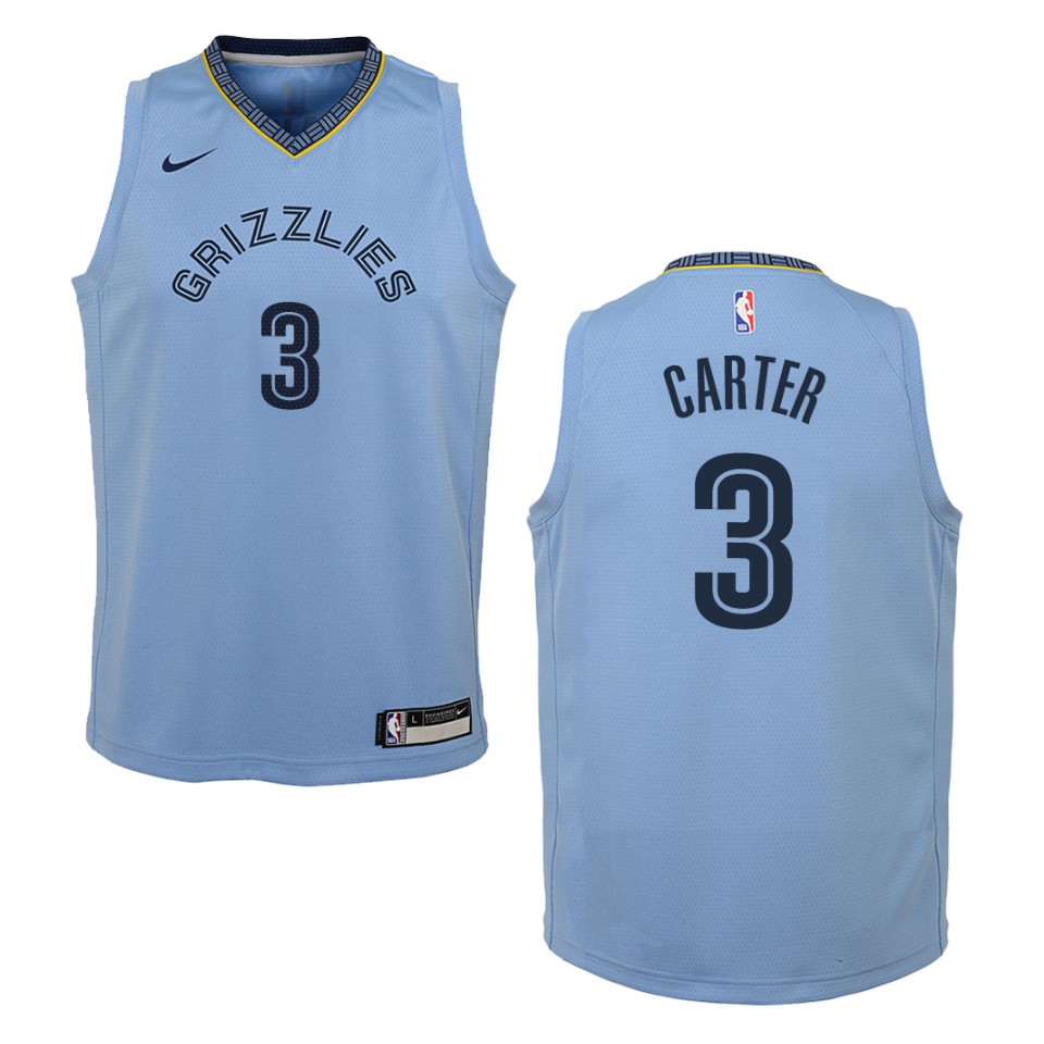 Youth Memphis Grizzlies #3 Jevon Carter Statement Swingman Basketball Jersey - Blue