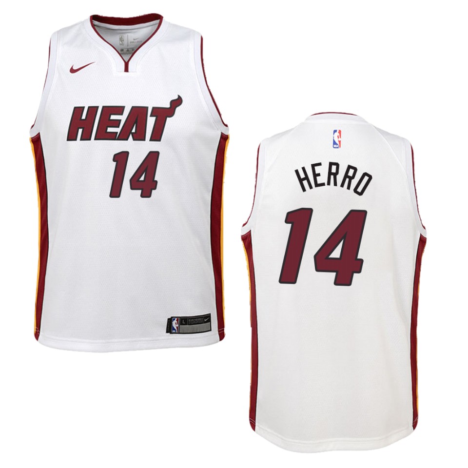 Youth Miami Heat #14 Tyler Herro Association Swingman Basketball Jersey - White