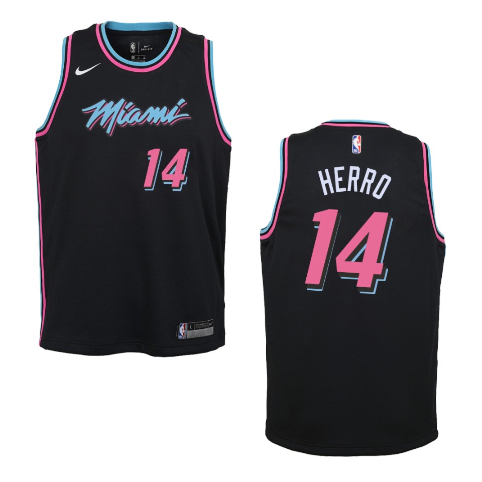 Youth Miami Heat #14 Tyler Herro City Swingman Basketball Jersey - Black