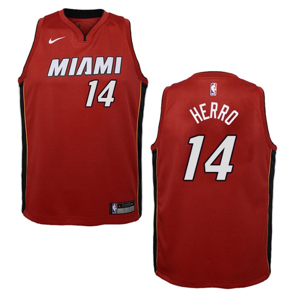 Youth Miami Heat #14 Tyler Herro Statement Swingman Basketball Jersey - Red