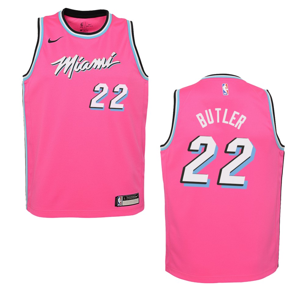 Youth Miami Heat #22 Jimmy Butler Earned Swingman Basketball Jersey - Pink