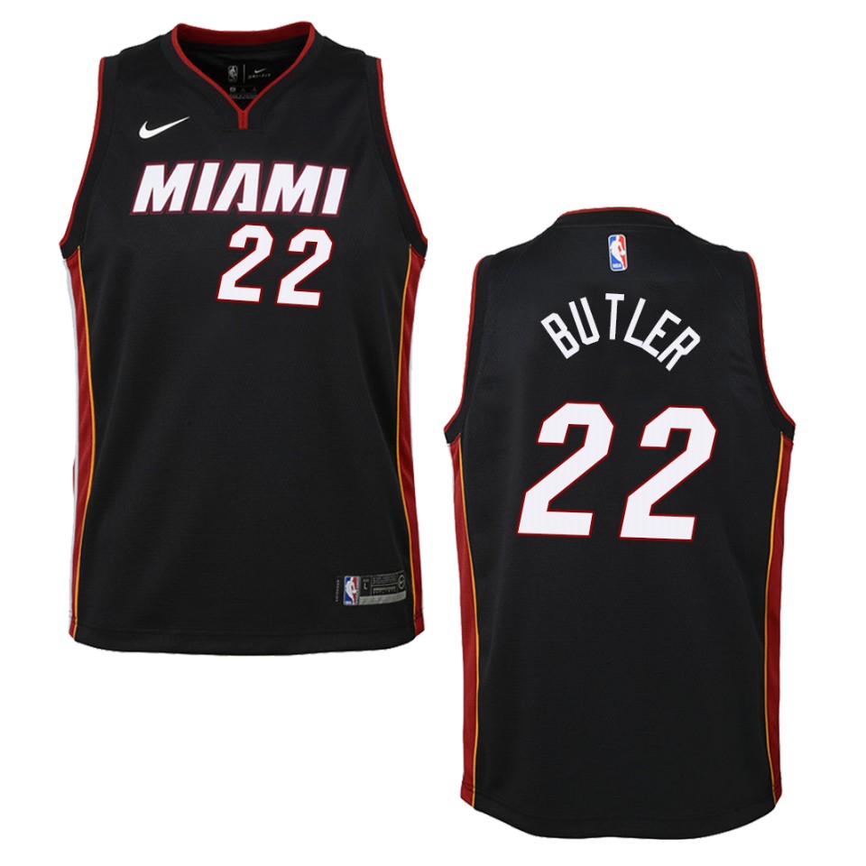 Youth Miami Heat #22 Jimmy Butler Icon Swingman Basketball Jersey - Black