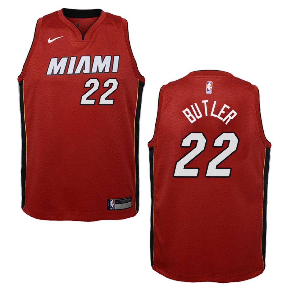 Youth Miami Heat #22 Jimmy Butler Statement Swingman Basketball Jersey - Red
