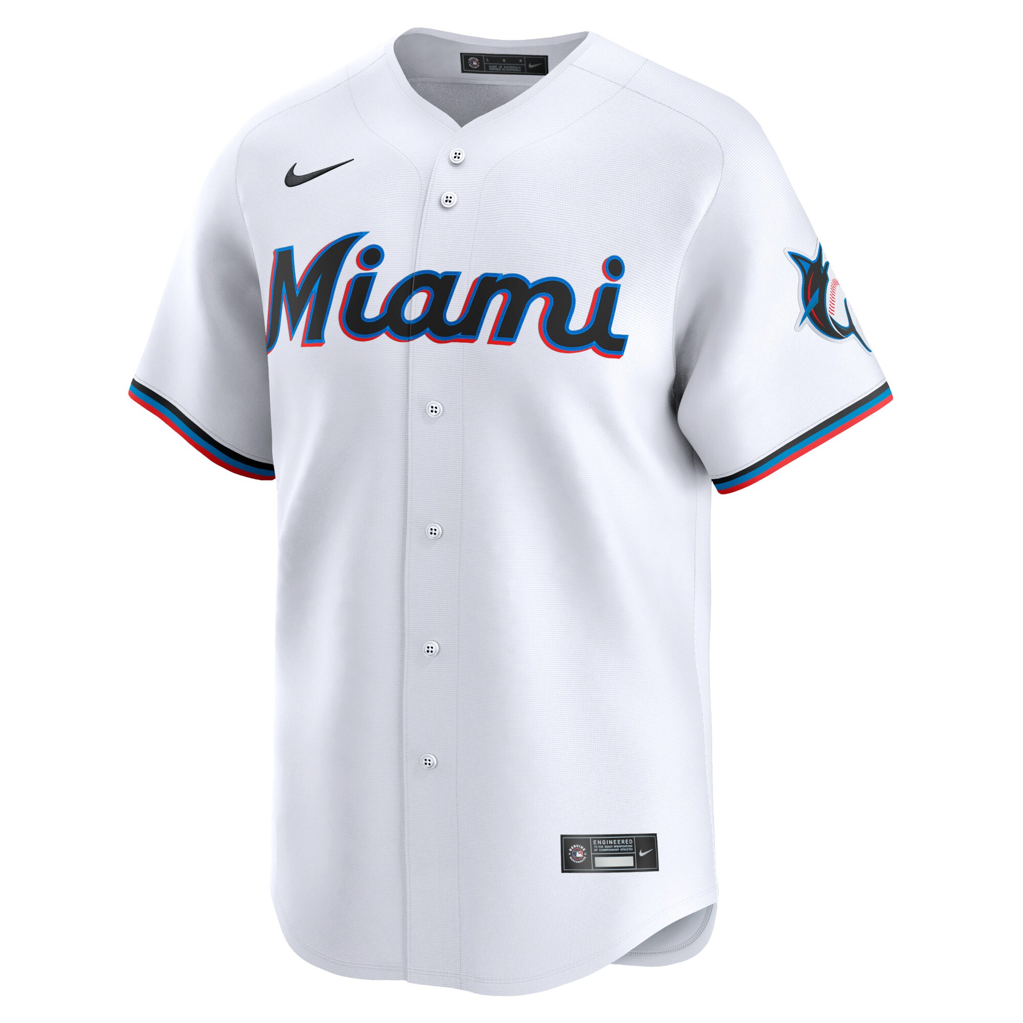 Alternative view of Youth Miami Marlins White Home Limited Custom Baseball Jersey 