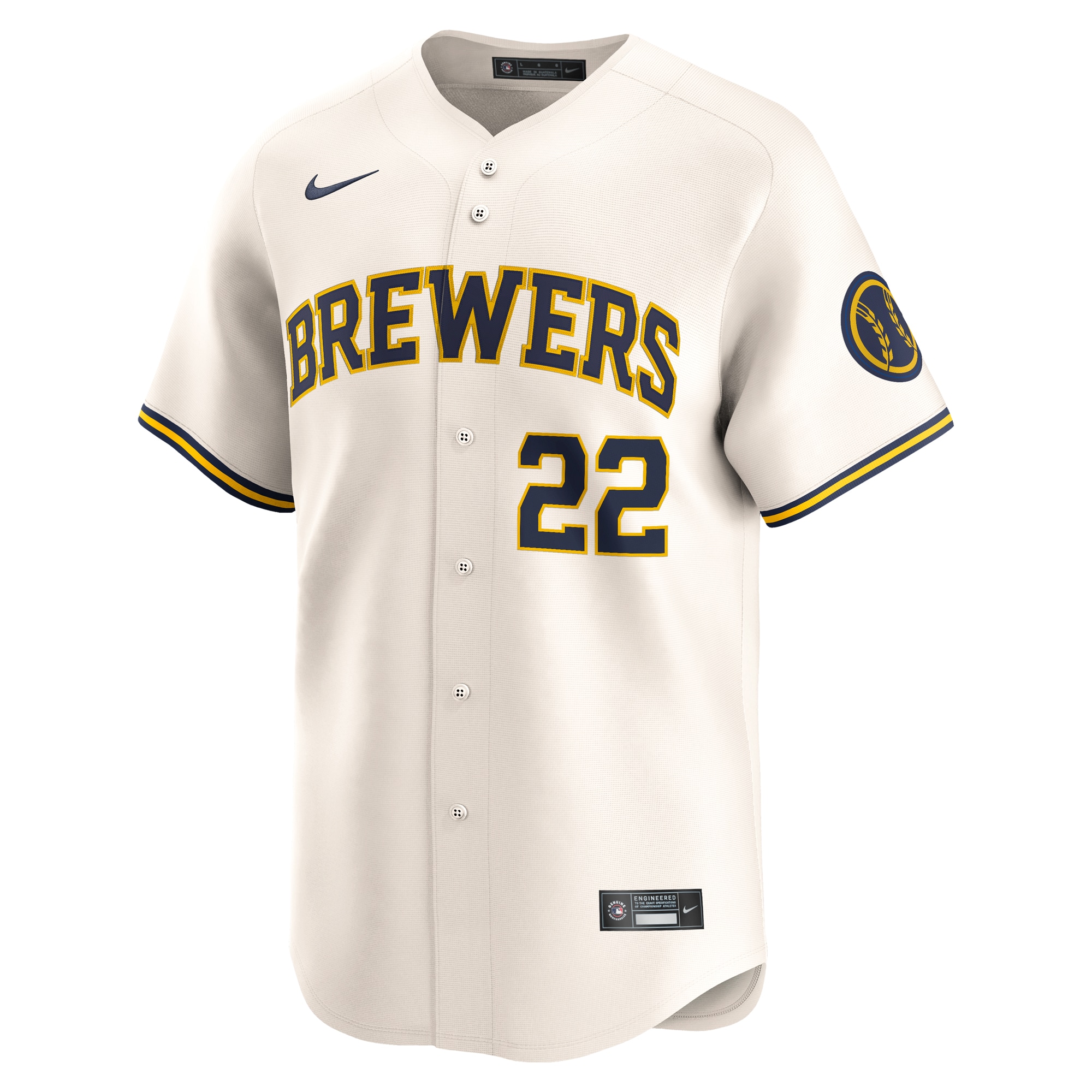 Alternative view of Youth Milwaukee Brewers Christian Yelich Cream Home Limited Player Baseball Jersey 