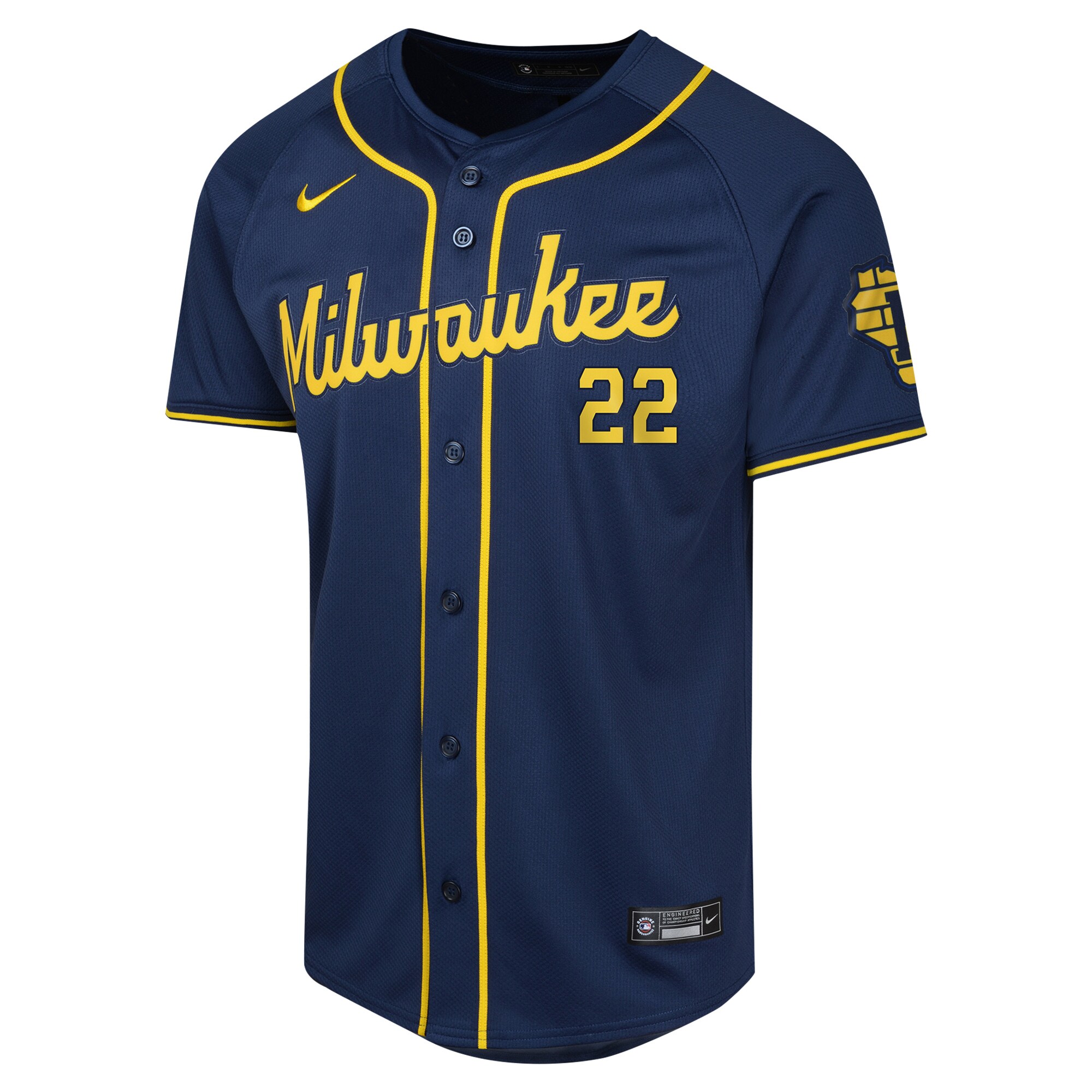 Alternative view of Youth Milwaukee Brewers Christian Yelich Navy Alternate Limited Player Baseball Jersey 