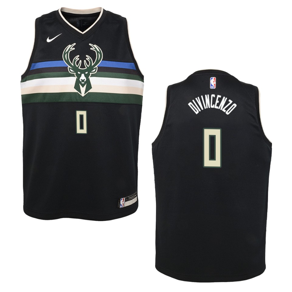 Youth Milwaukee Bucks #0 Donte Divincenzo Statement Swingman Basketball Jersey - Black