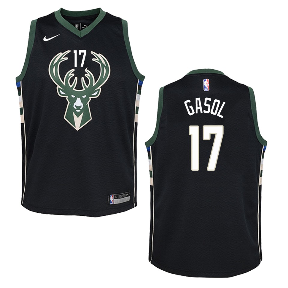 Youth Milwaukee Bucks #17 Pau Gasol Statement Swingman Basketball Jersey - Black