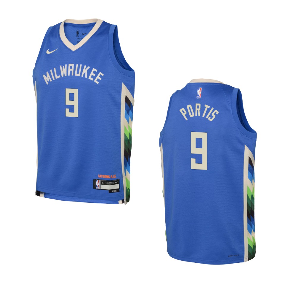 Youth Milwaukee Bucks 2022-23 City Edition Bobby Portis Royal Basketball Jersey