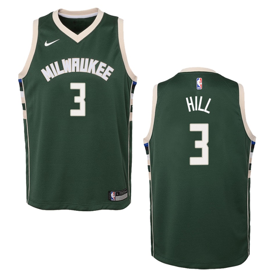 Youth Milwaukee Bucks #3 George Hill Icon Swingman Basketball Jersey - Green