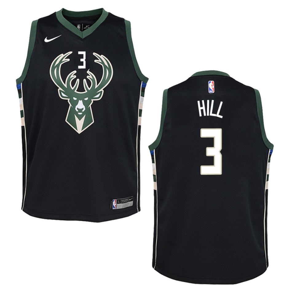 Youth Milwaukee Bucks #3 George Hill Statement Swingman Basketball Jersey - Black