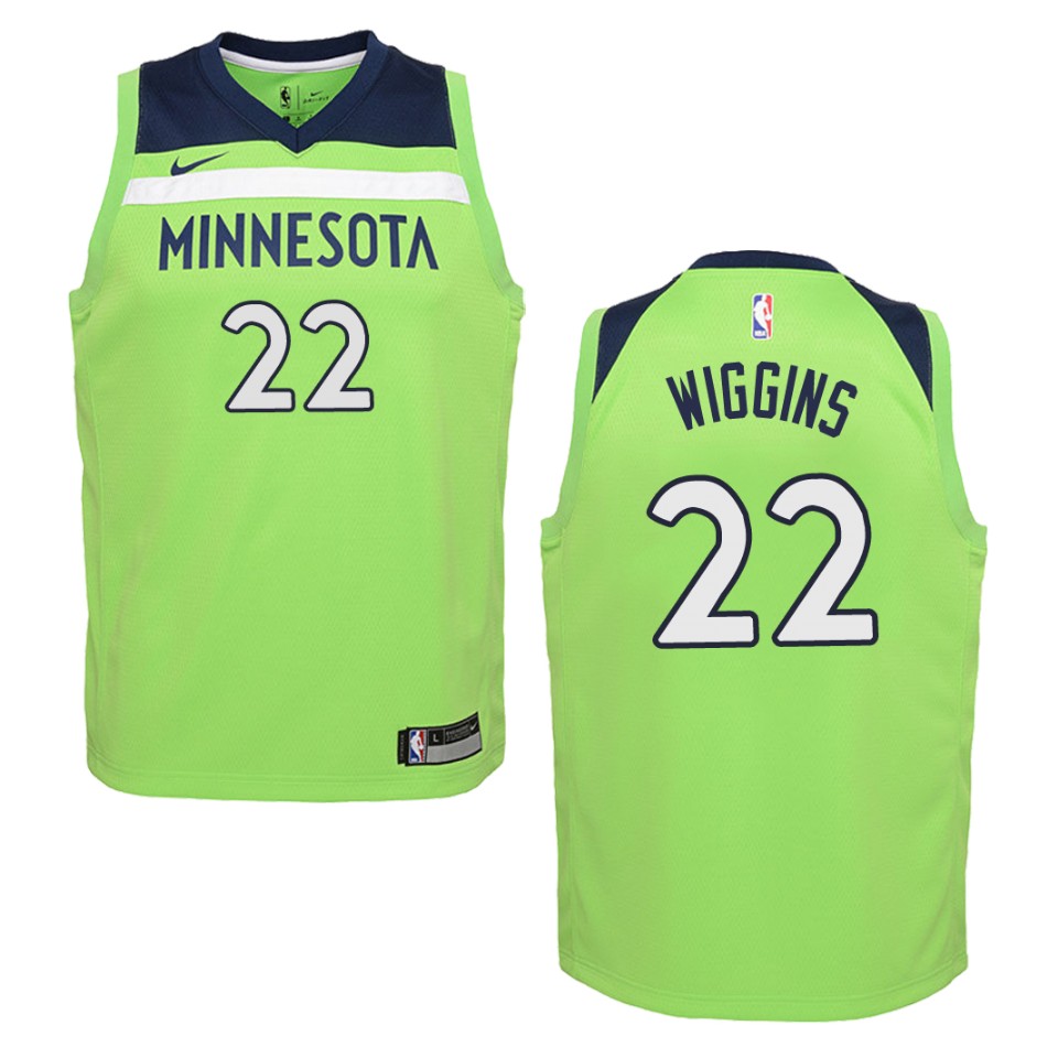 Youth Minnesota Timberwolves #22 Andrew Wiggins Statement Swingman Basketball Jersey - Green