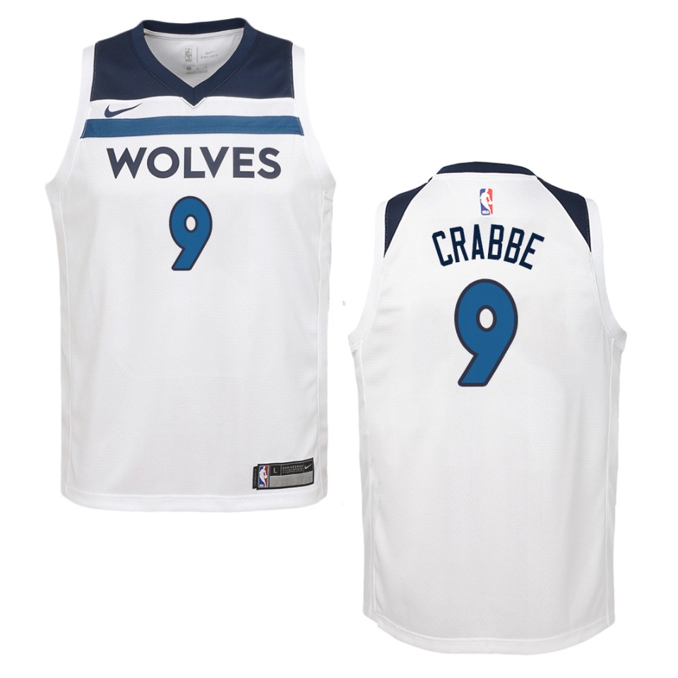 Youth Minnesota Timberwolves #9 Allen Crabbe Association Swingman Basketball Jersey - White