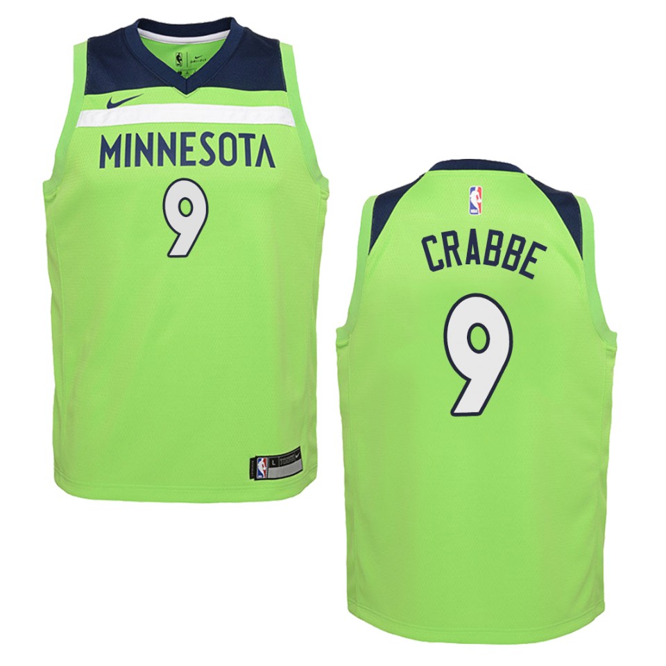 Youth Minnesota Timberwolves #9 Allen Crabbe Statement Swingman Basketball Jersey - Green