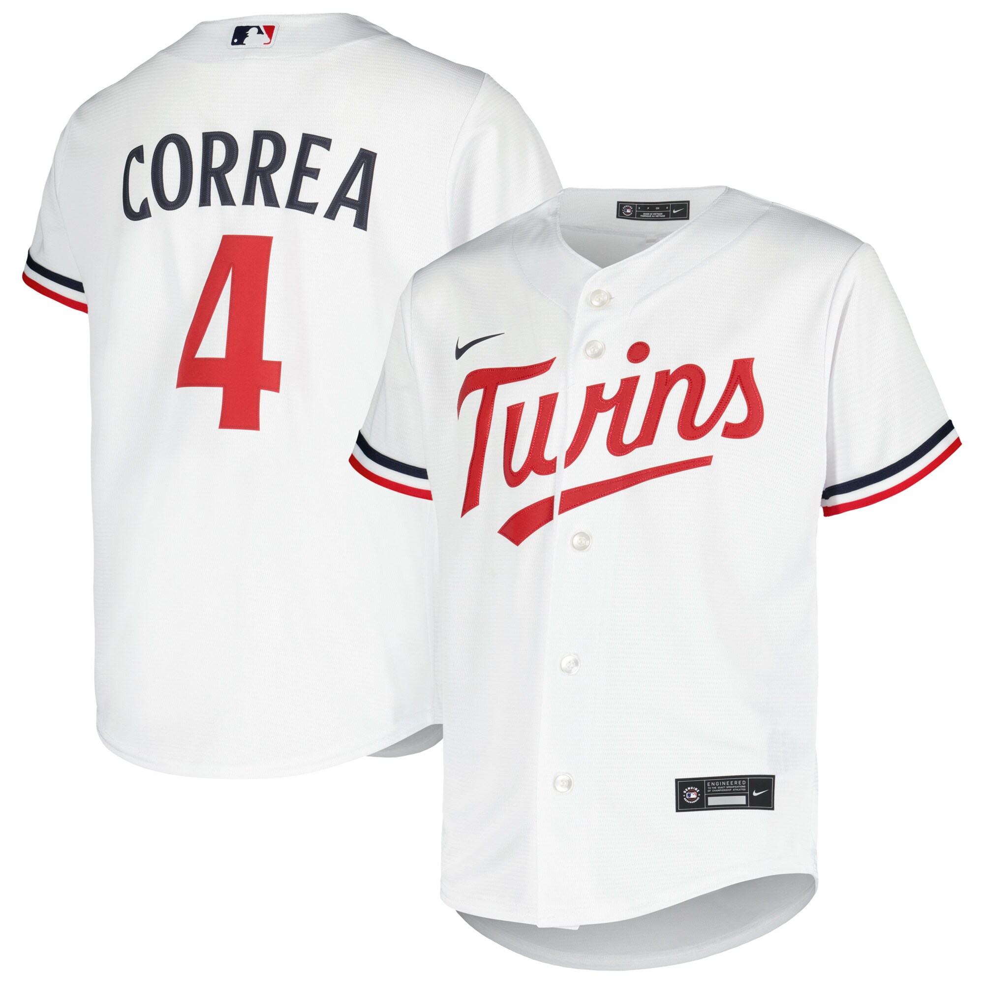 Youth Minnesota Twins Carlos Correa White Alternate Player Baseball Jersey 