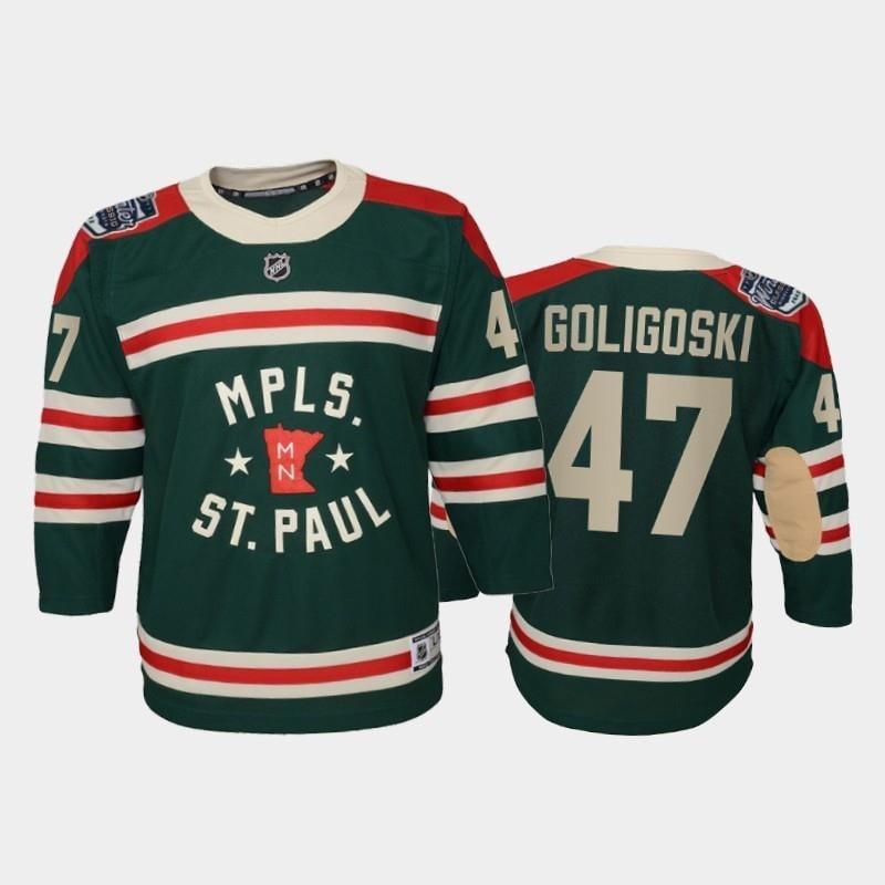 Youth Minnesota Wild Alex Goligoski 47 2022 Winter Classic State Of Hockey Green Hockey Jersey Hockey Jersey - JS657 