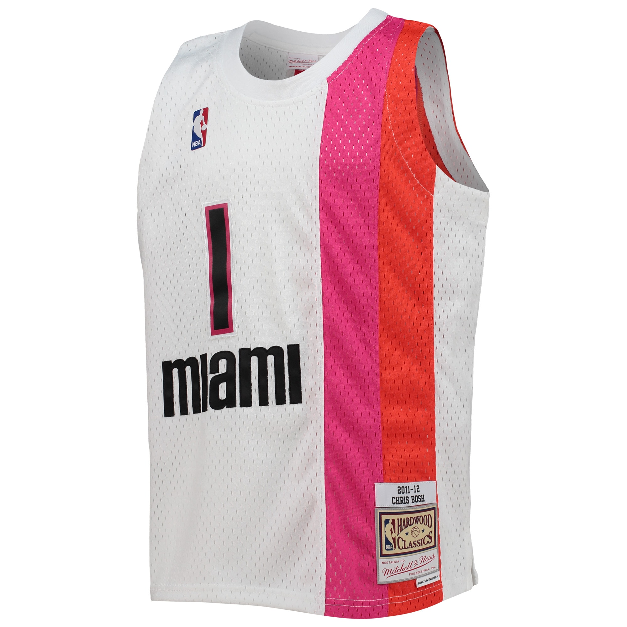 Alternative view of Youth Mitchell & Ness Chris Bosh White Miami Heat 2011/12 Hardwood Classics Swingman Basketball Jersey - JS830 