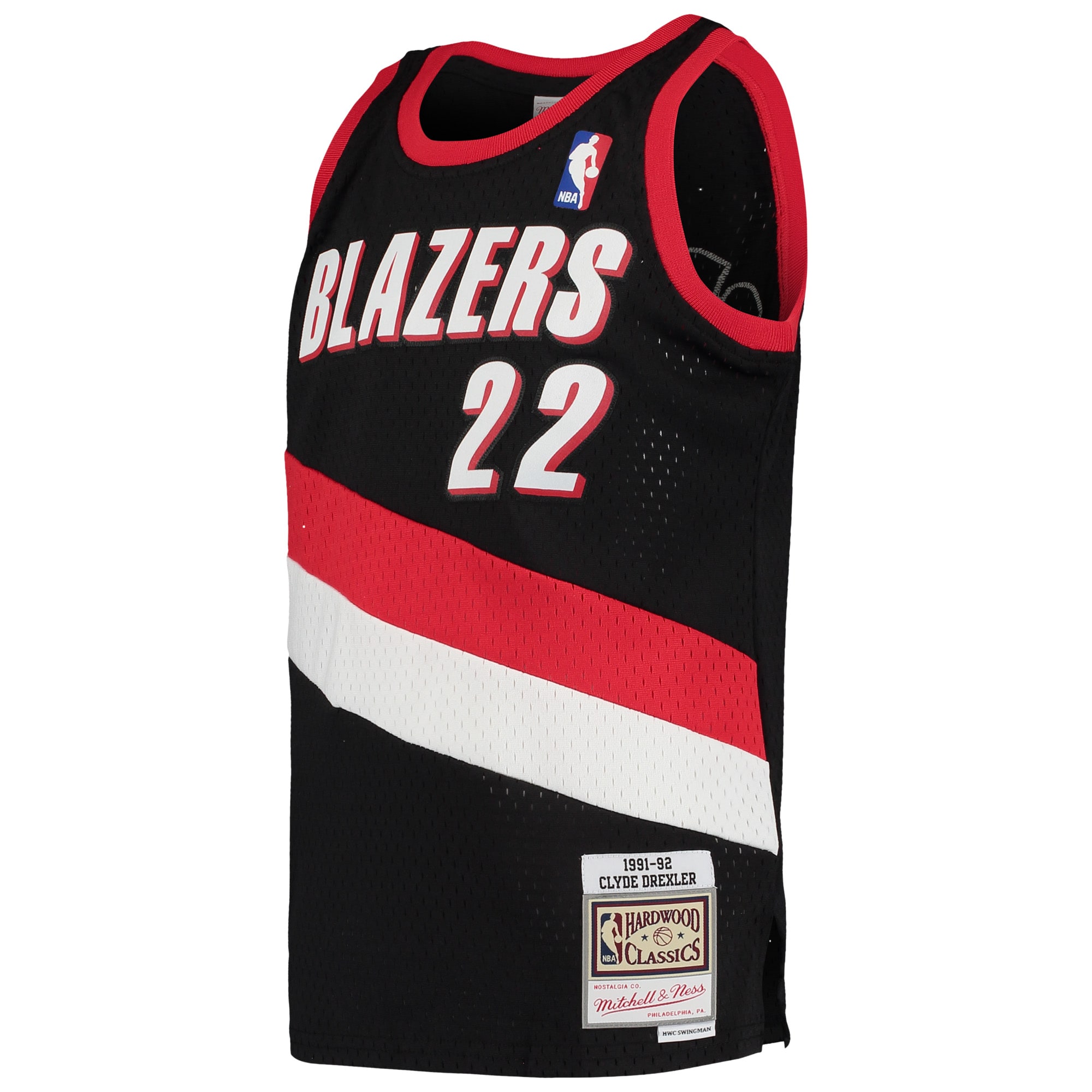 Alternative view of Youth Mitchell & Ness Clyde Drexler Black Portland Trail Blazers 1991-92 Hardwood Classics Swingman Basketball Jersey - JS112 