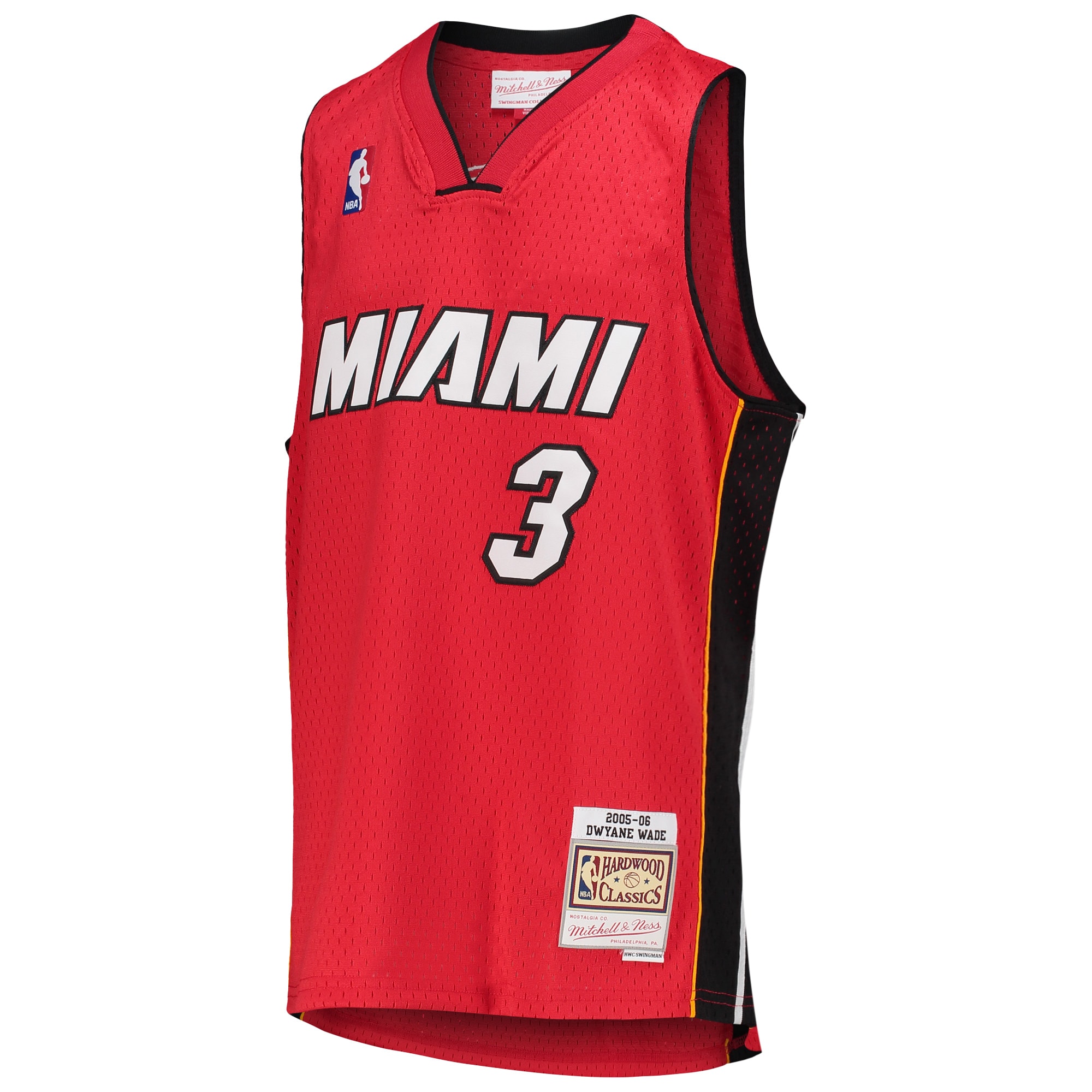 Alternative view of Youth Mitchell & Ness Dwyane Wade Red Miami Heat 2005/06 Hardwood Classics Swingman Basketball Jersey - JS552 
