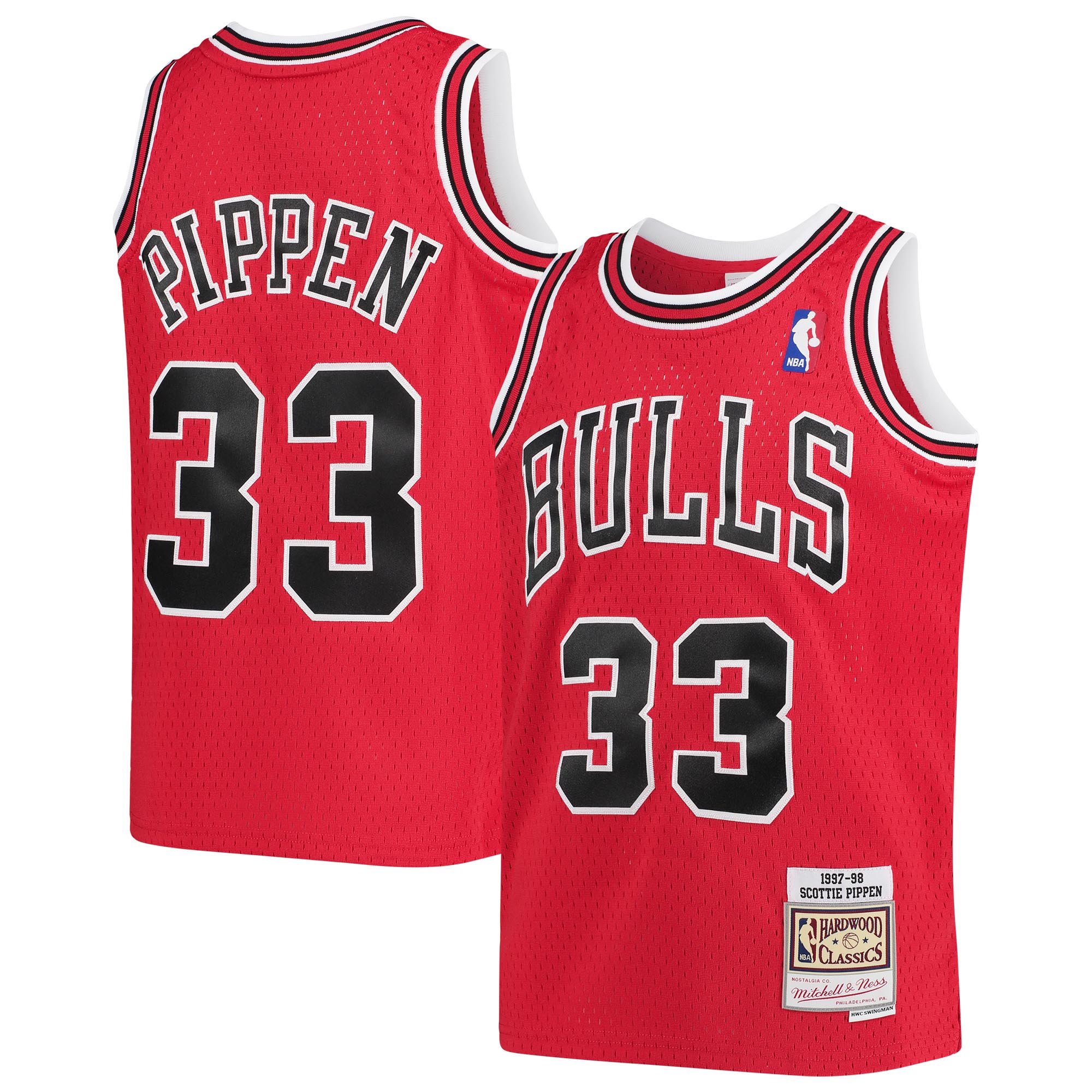 Youth Mitchell & Ness Scottie Pippen Red Chicago Bulls 1997-98 Hardwood Classics Swingman Basketball Jersey - JS667 