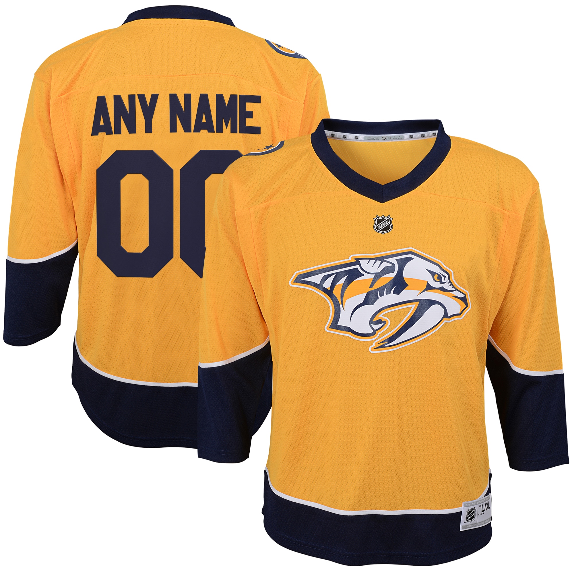 Youth Nashville Predators Gold Home Custom Hockey Jersey - JS860 