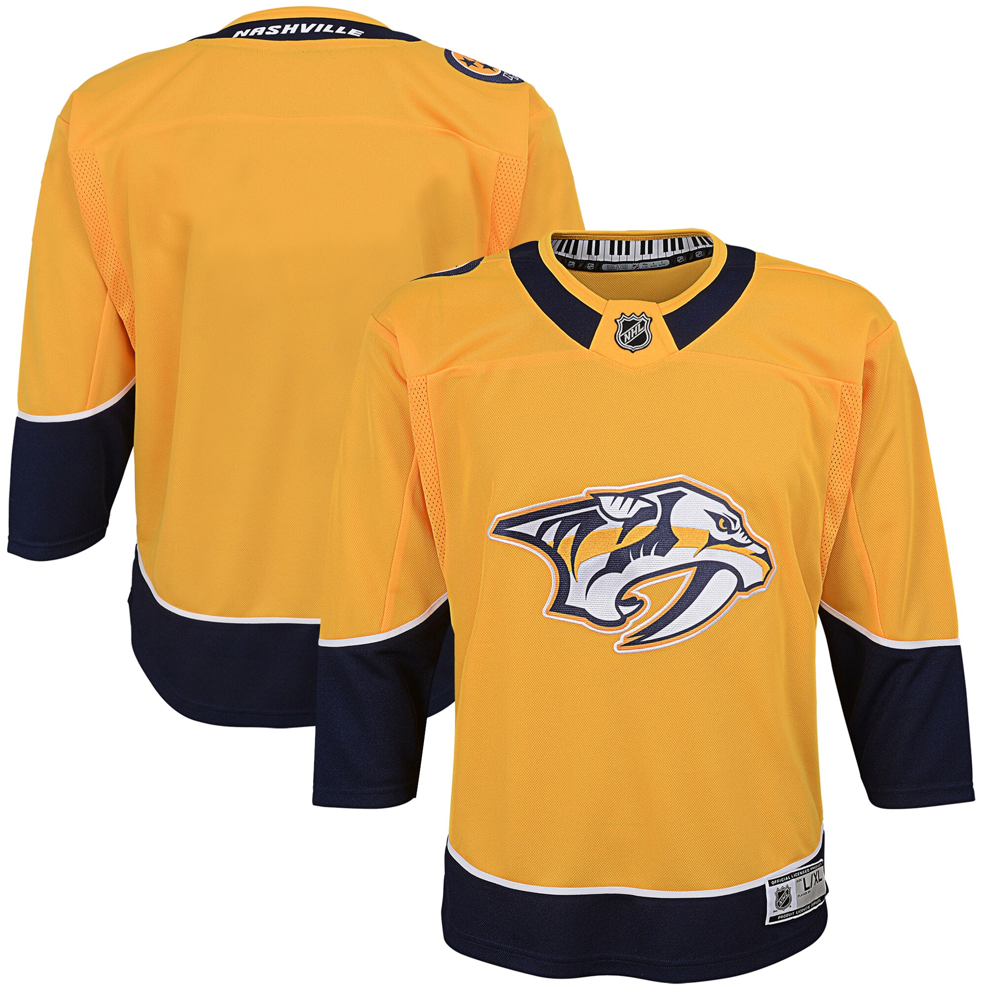 Youth Nashville Predators Yellow Home Premier Blank Hockey Jersey - JS589 