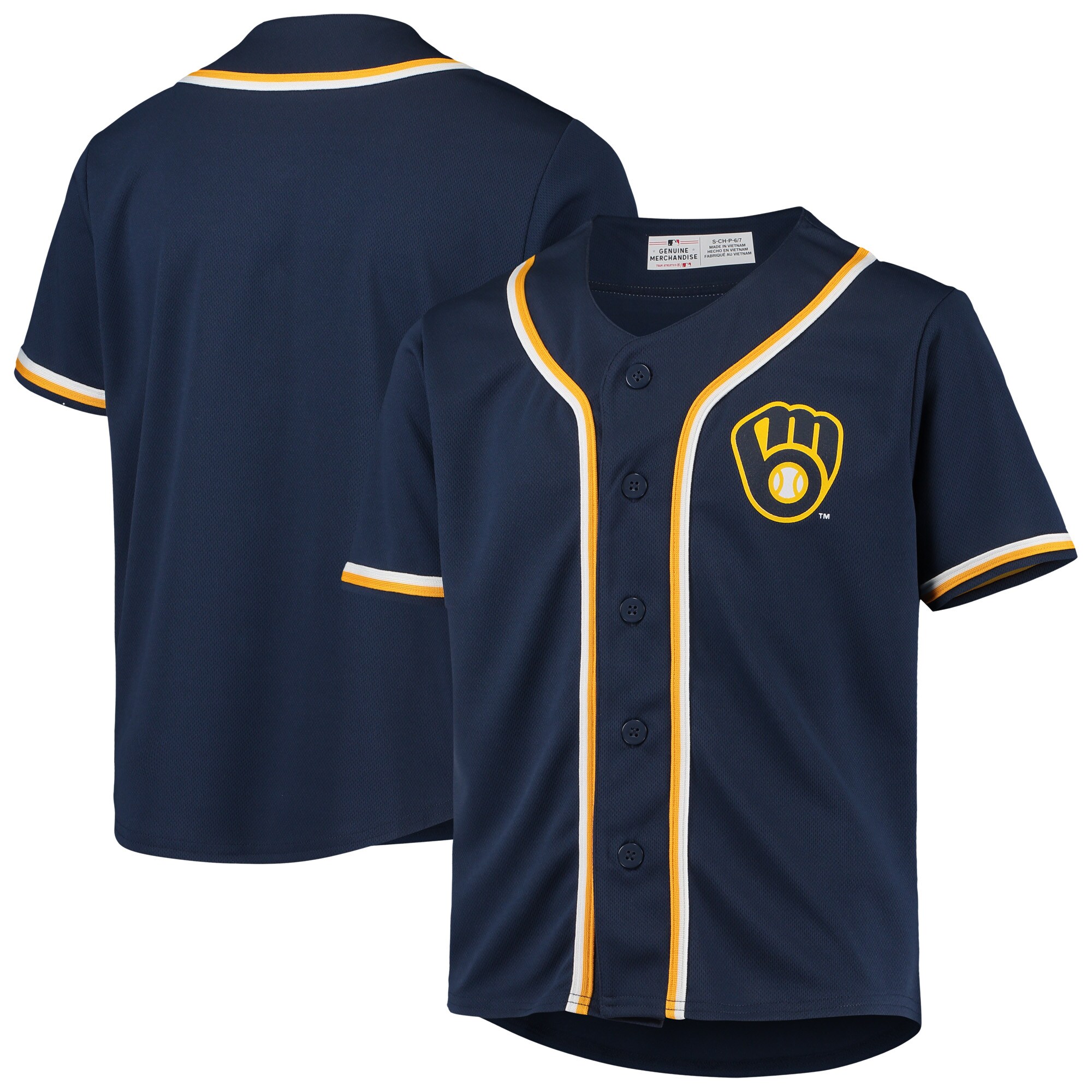 Youth Navy Milwaukee Brewers Mlb Team Baseball Jersey