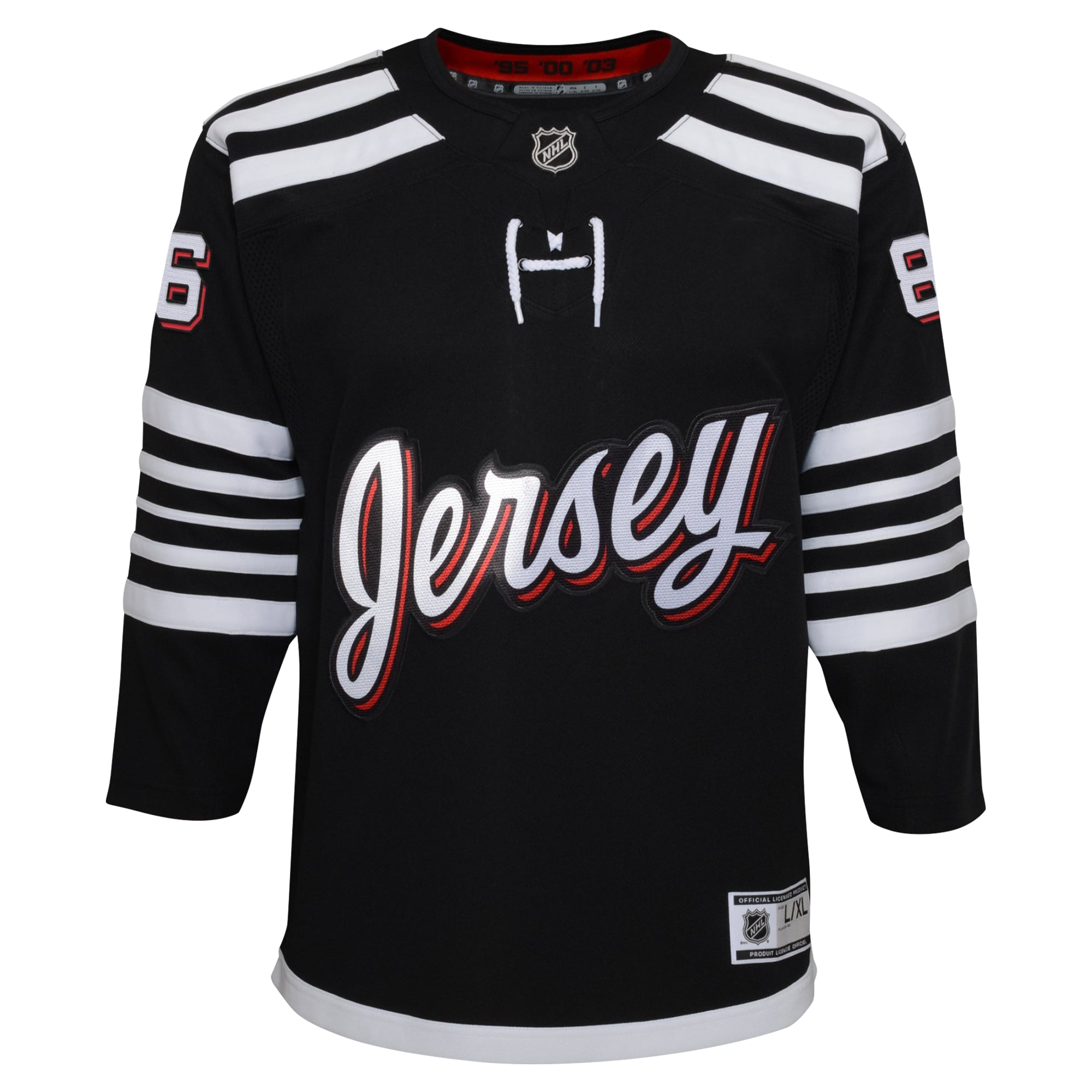 Alternative view of Youth New Hockey Jersey Devils Jack Hughes Black Alternate Premier Player Hockey Jersey - JS929 