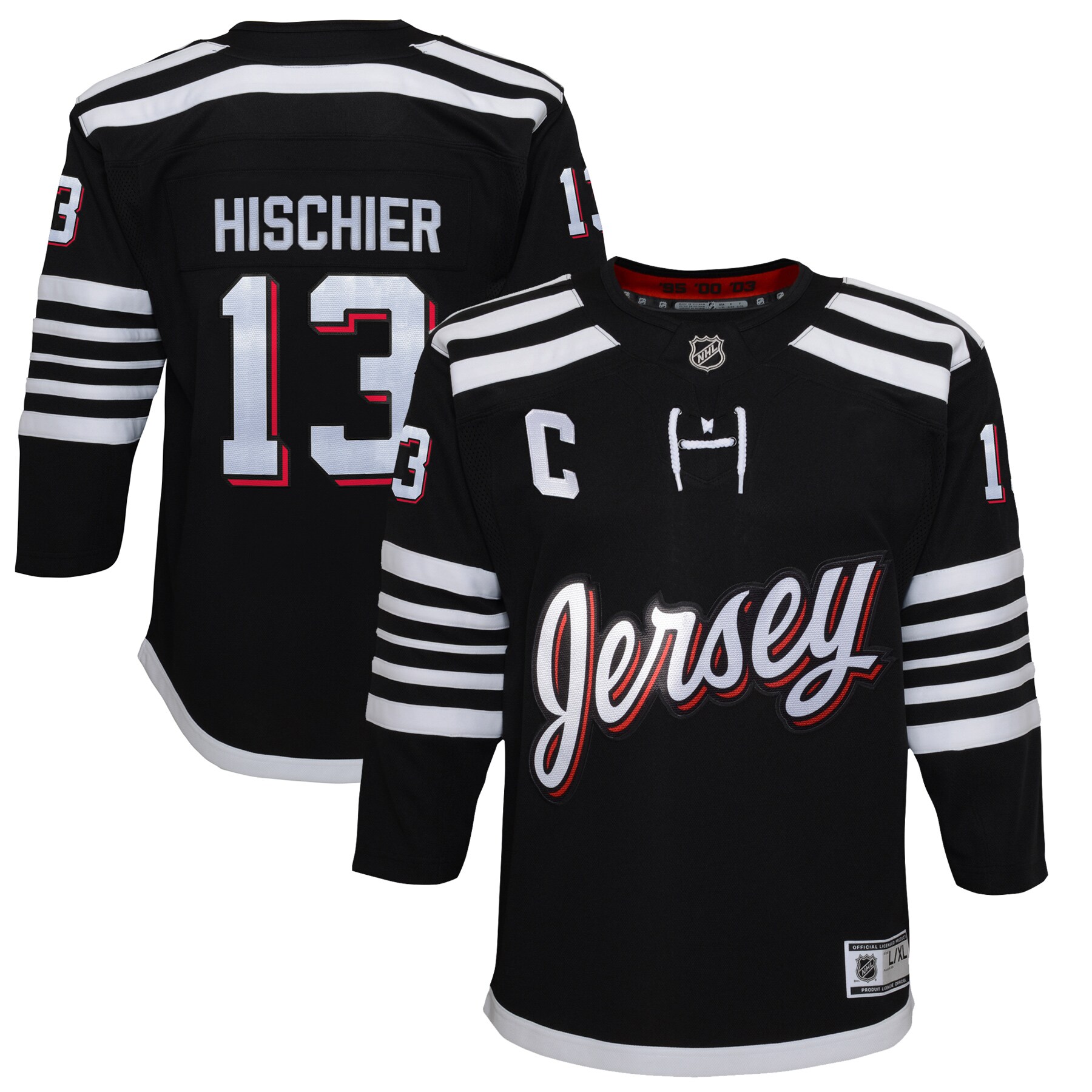 Youth New Hockey Jersey Devils Nico Hischier Black 2021/22 Alternate Premier Player Hockey Jersey - JS444 