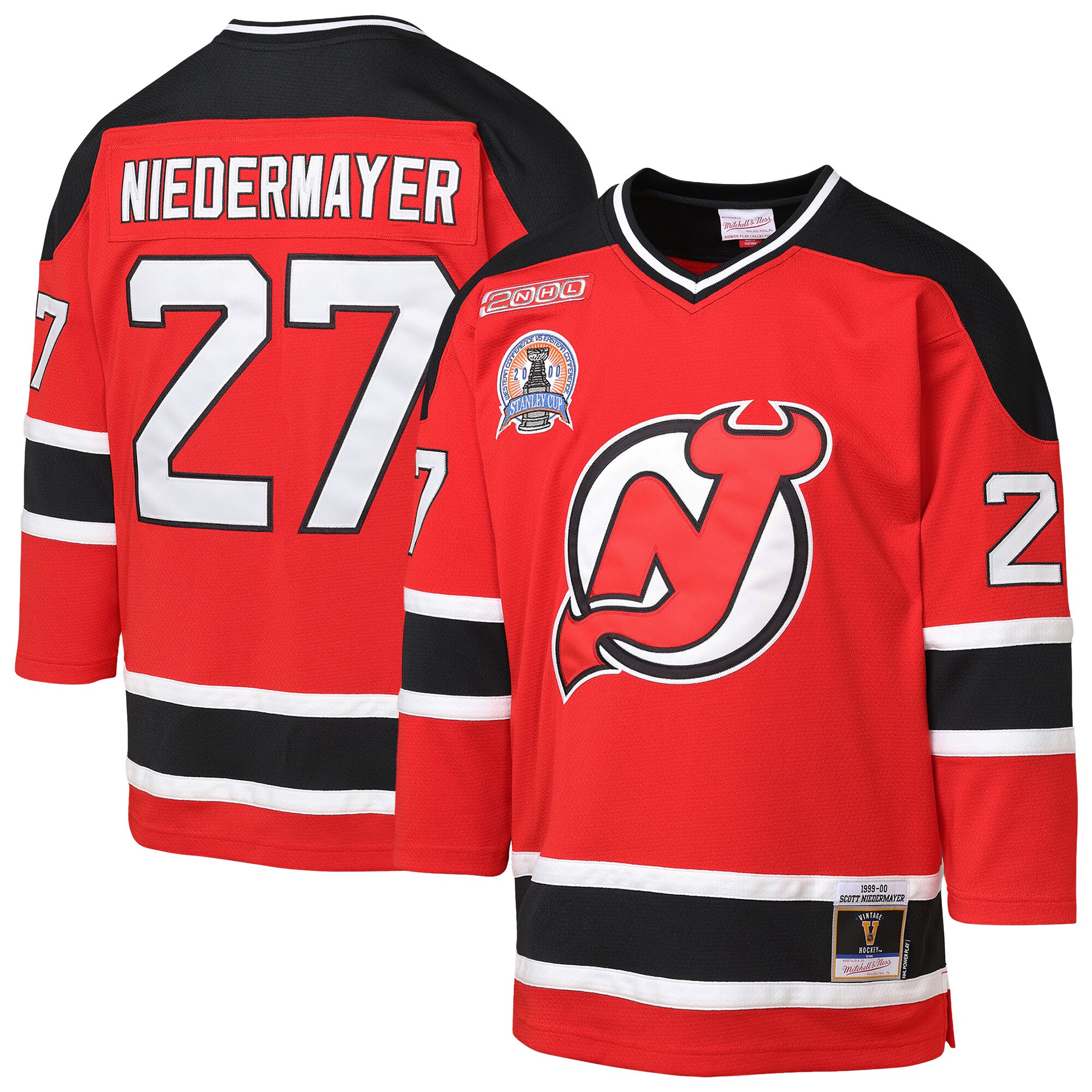 Youth New Hockey Jersey Devils Scott Niedermayer Mitchell & Ness Red 1999/00 Blue Line Player Hockey Jersey - JS969 