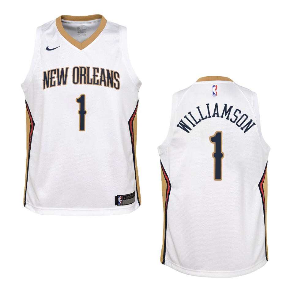 Youth New Orleans Pelicans #1 Zion Williamson Association Swingman Basketball Jersey - White