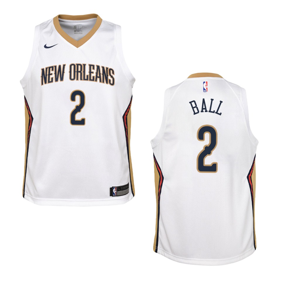 Youth New Orleans Pelicans #2 Lonzo Ball Association Swingman Basketball Jersey - White