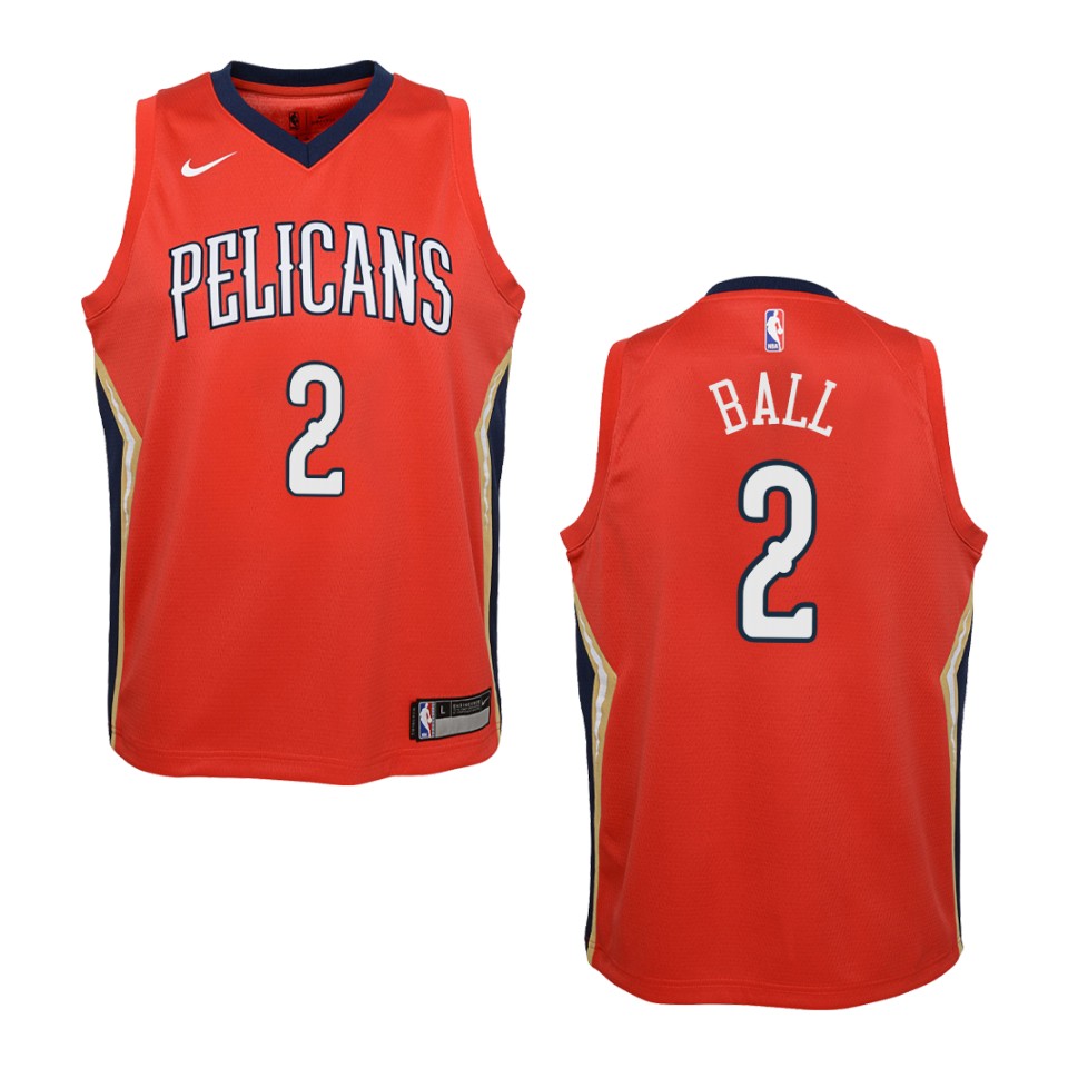 Youth New Orleans Pelicans #2 Lonzo Ball Statement Swingman Basketball Jersey - Red