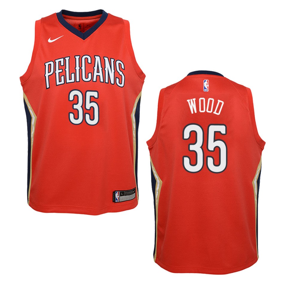 Youth New Orleans Pelicans #35 Christian Wood Statement Swingman Basketball Jersey - Red