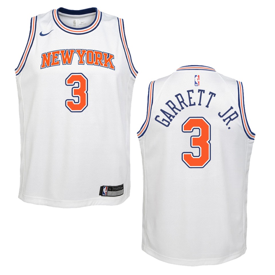 Youth New York Knicks #3 Billy Garrett Jr. Statement Swingman Basketball Jersey - White