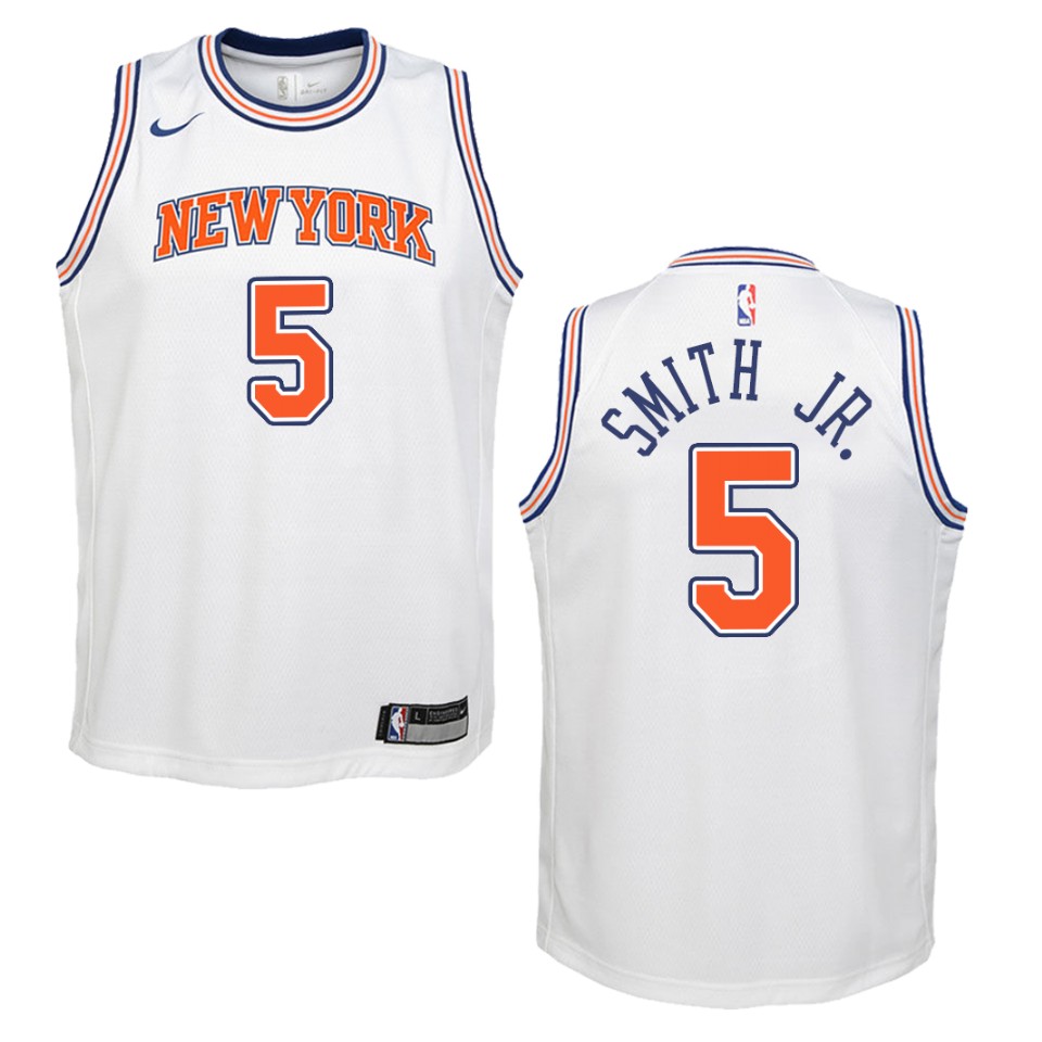 Youth New York Knicks #5 Dennis Smith Jr. Statement Swingman Basketball Jersey - White