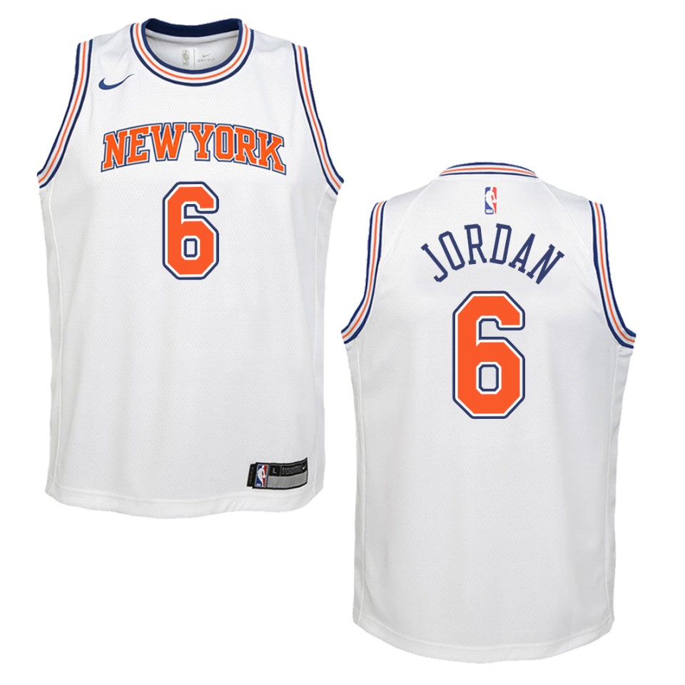 Youth New York Knicks #6 Deandre Jordan Statement Swingman Basketball Jersey - White