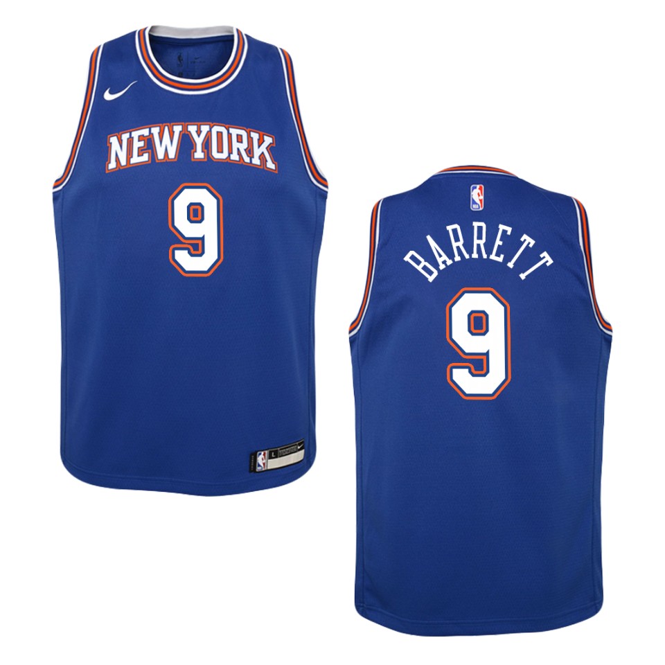 Youth New York Knicks #9 R.j. Barrett Statement Swingman Basketball Jersey - Royal