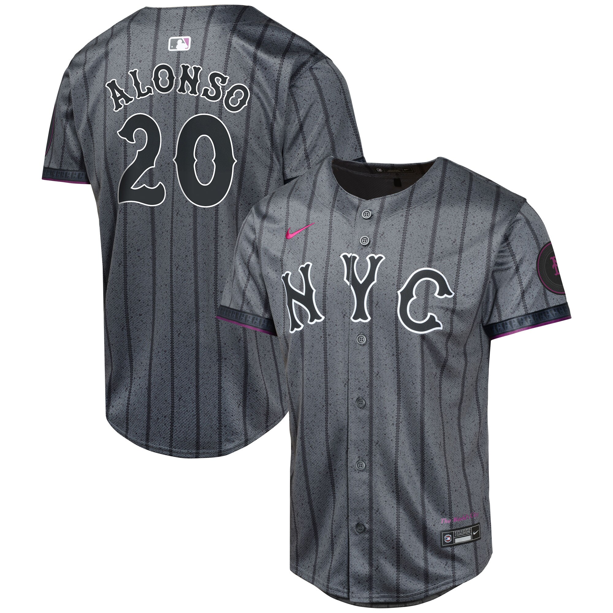 Youth New York Mets Pete Alonso Graphite 2024 City Connect Limited Player Baseball Jersey 