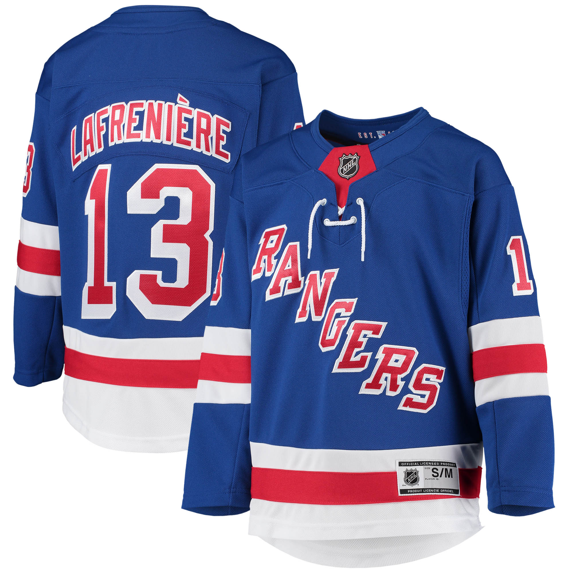 Youth New York Rangers Alexis Lafreniere Blue Home Premier Player Hockey Jersey - JS361 