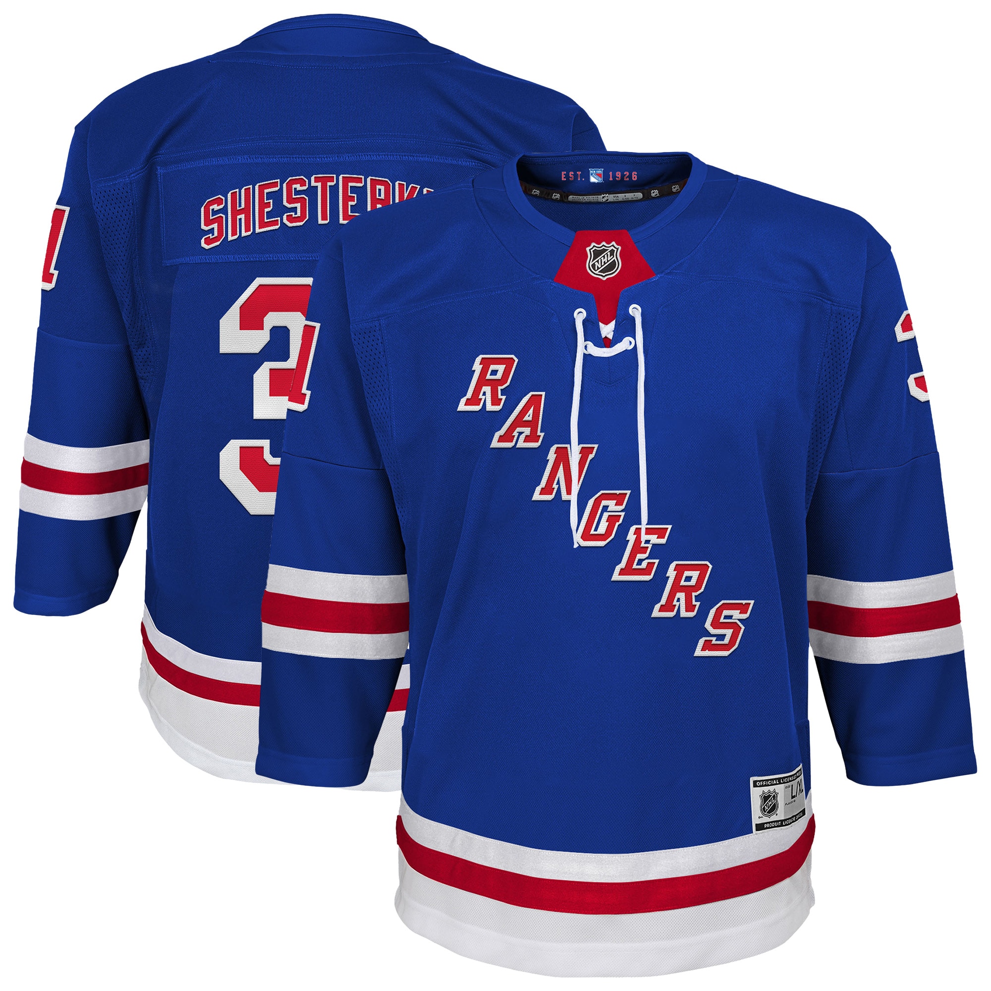 Youth New York Rangers Igor Shesterkin Blue Home Premier Player Hockey Jersey - JS304 