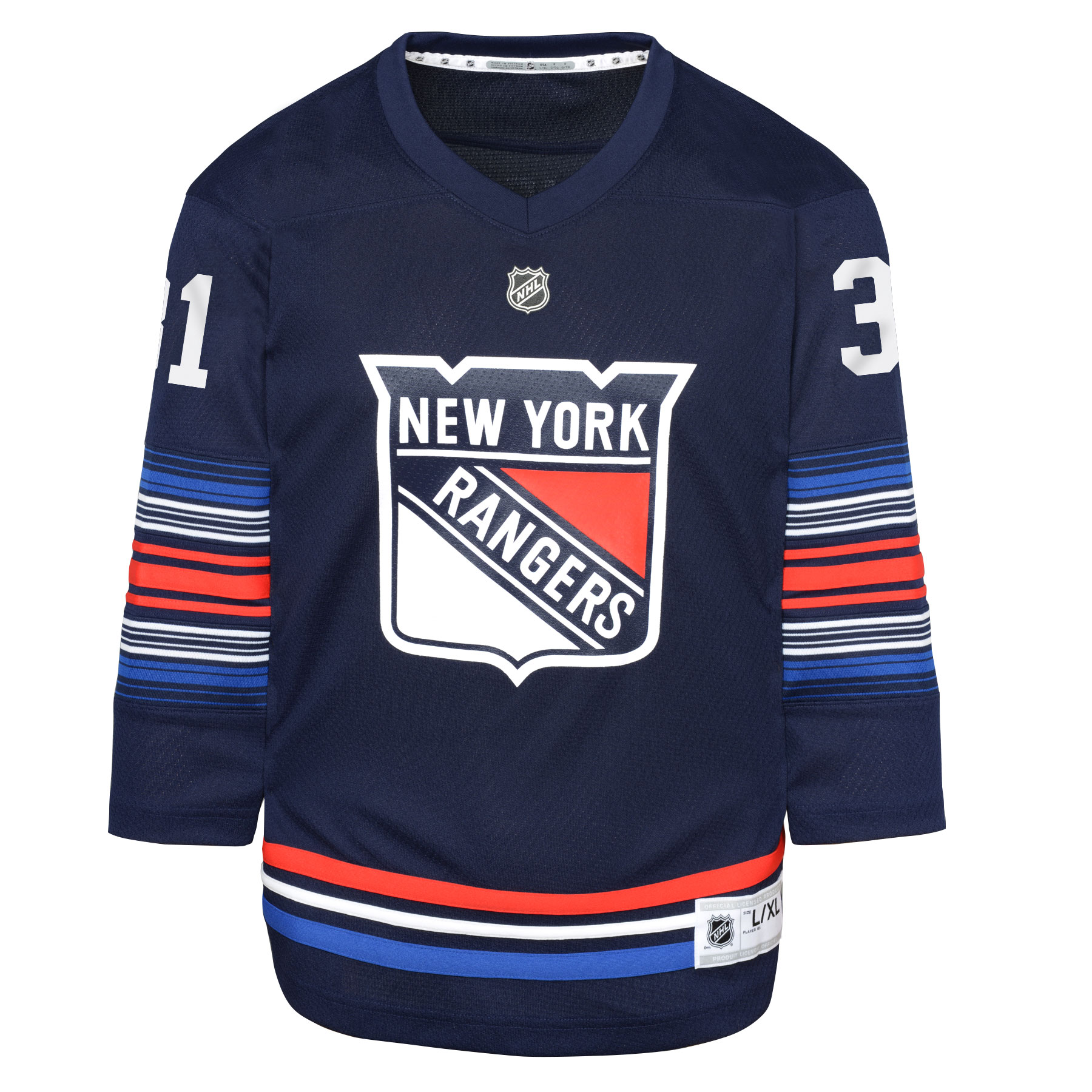 Alternative view of Youth New York Rangers Igor Shesterkin Navy Alternate Player Hockey Jersey - JS942 